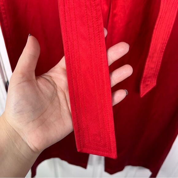 Sz 4 Armani Exchange Red Silk Blend Wide Leg Pants - Picture 9 of 17